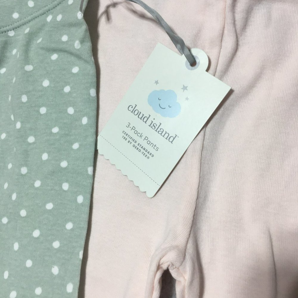 Cloud Island 12 months 3 pack Pull-On Pants Light Pink Green Teal Blue - Picture 2 of 12